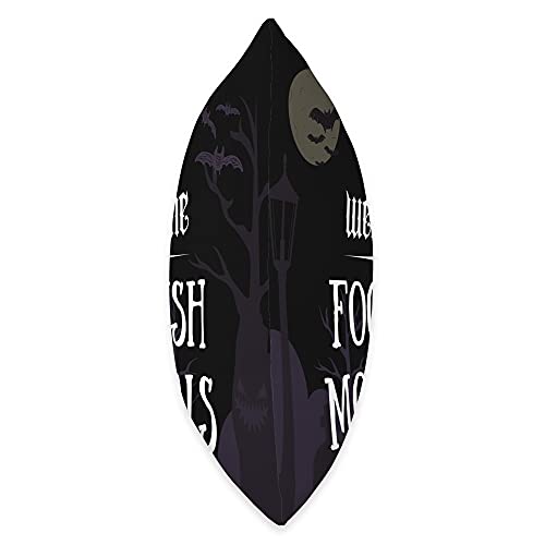 Halloween Spooky Welcome Foolish Mortals Throw Pillow 18x18 - Black Bat Graveyard