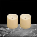 2 Pack Flameless Pillar Candles with Timer - 3 x 4 Inches, Realistic LED Decor