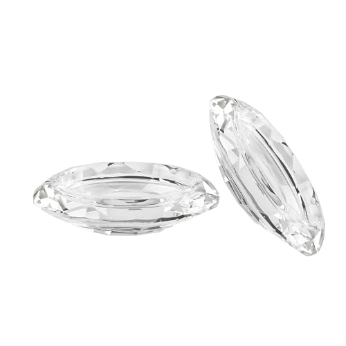 Crystal Candle Holders for Pillar Candles - Clear Glass, Pack of 2, 4.3x1 Inches - Handmade Christmas Home Decor - Variation 2