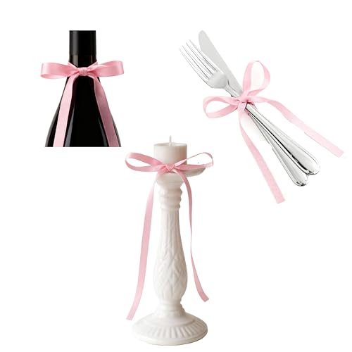 Orange Satin Bow Cake Toppers - 20 Pack for Halloween & Fall Parties