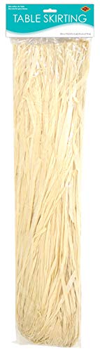 Raffia Table Skirting - Natural Tropical Party Decor 30x108 Inches - 1 Pack