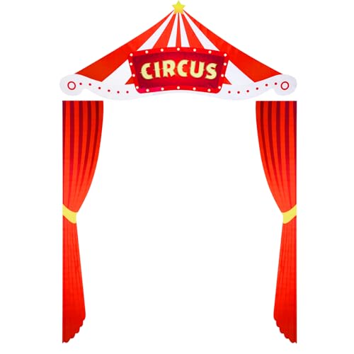 Carnival Party Decorations Set with Circus Tent Awning and Red White Banners