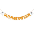 Summerween Banner Decorations Spooky Halloween Party Garland - Glitter Orange