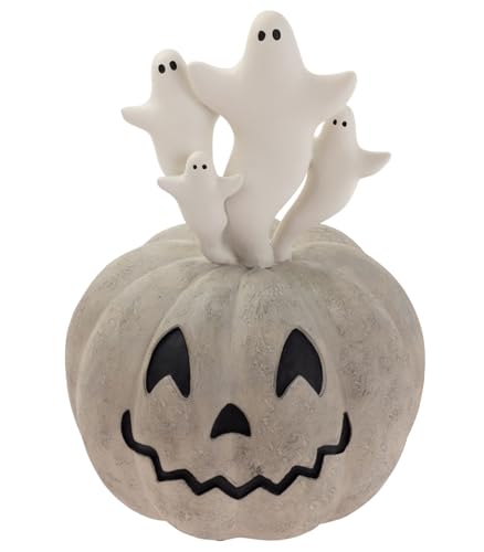 Halloween Figurine Set - Ghost & Jack-O-Lantern Tabletop Decorations 7x10 Inches - Fall Autumn Home Decor with Variation Ghosts & Jack-O-Lantern