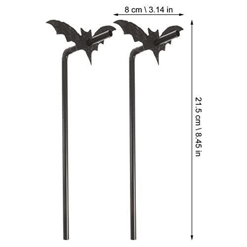 Halloween Bat Drink Straws Set - Reusable Plastic Party Accessories