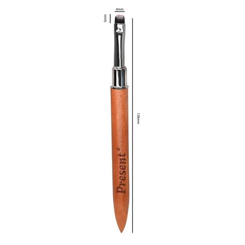 Present Gel Nail Brush,UV Gel Nail Brush,Nail Art Tips Builder Brush Pen,Sturdy Wooden Handle Nail Art Tools for French Nails (Light Wood Grain Color)