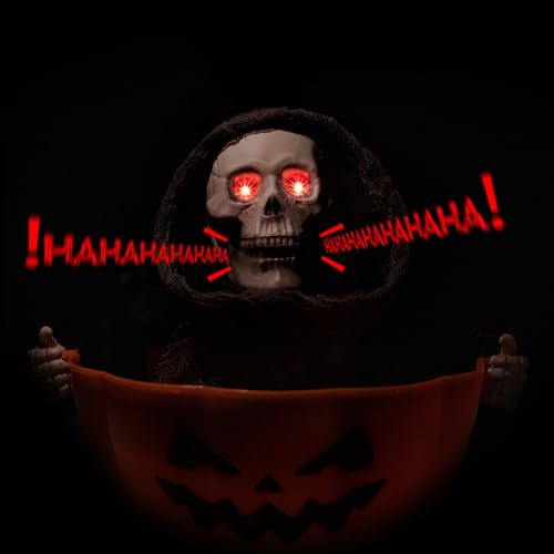 Animated Grim Reaper Halloween Candy Bowl with Sound & Movement - Black