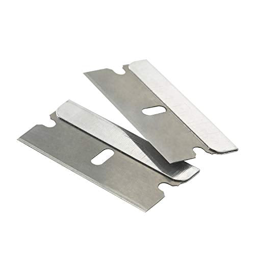 50 Pack Razor Blades - Carbon Steel Flat Scraper Blades for Crafts & Precision Cutting - Silver Variation