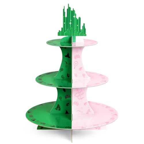 Pink and Green Witch Cupcake Tower 6, 9, 12 Inch 3-Tier Birthday Dessert Display