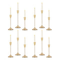 12 Pack Metal Tall Candle Holders - Vintage Gold Candlestick Set with 3 Sizes