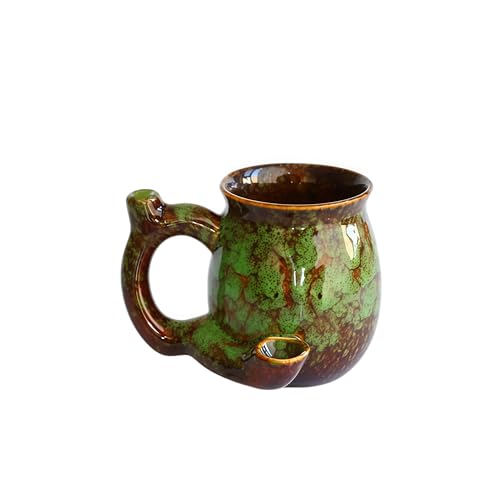 Handmade Ceramic Coffee Mug with Unique Glaze - 12.85oz, Green