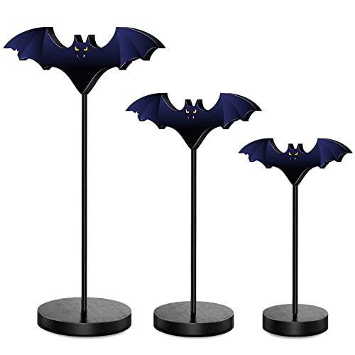 Halloween Bat Table Decorations Set - Wooden Bat Centerpieces with Stand - Rustic Home & Party Decor - Variation: Bat