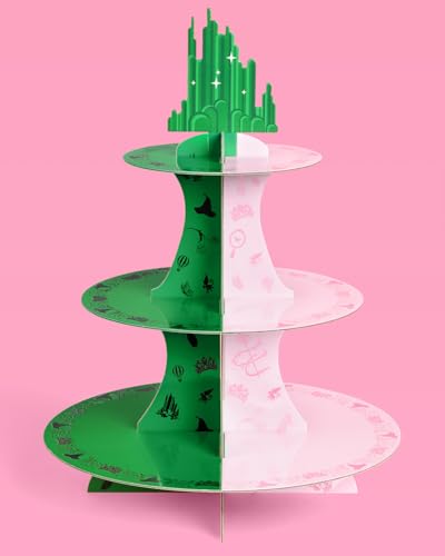 Pink and Green Witch Cupcake Tower 6, 9, 12 Inch 3-Tier Birthday Dessert Display