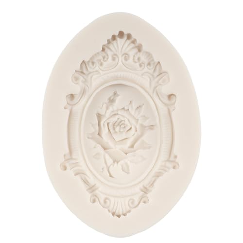 Cameo Picture Frame Silicone Mold Rose Flower Fondant Cake Decorating - Style A