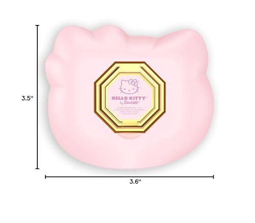 Impressions Vanity Hello Kitty 3X Magnifying Pocket Mirror with Stand, Adjustable Brightness Daylight LED Lighted Compact Makeup Mirror for Desk, Travel, Purse (Pink)