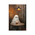 Ghost Eating Cupcake Wall Art Unframed 11x14in - Gothic Rustic Halloween Decor