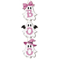 Halloween Pink Ghost Door Sign Decorations - Boo Wreath Hanger with 3 Plaques