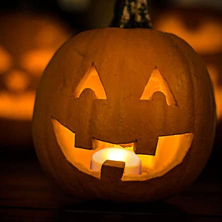 Halloween Battery LED Jack-O-Lantern Pumpkin Light with Remote Control - White, 1 Pack