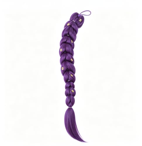 Dark Purple 24 Inch Braided Ponytail Extension - Long Hair Styling Accessory