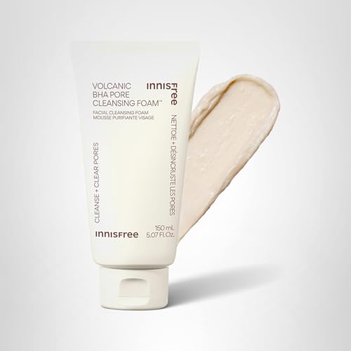 innisfree Volcanic BHA Pore Cleansing Foam, Korean Face Wash with Salicylic Acid, Oil Control, Deep Clean, Pore Care, Sulfate-Free Formula