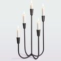 Black Cast Iron 5-Arm Candle Holder Candelabra for Wedding & Home Decor - 17.6 Inch