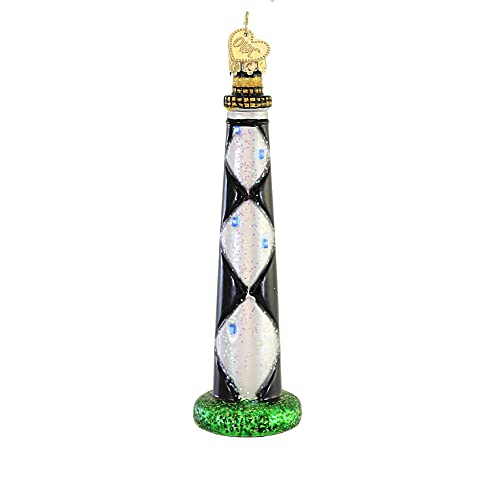 Glass Lighthouse Christmas Ornament Hand-Painted Seaside Holiday Decoration