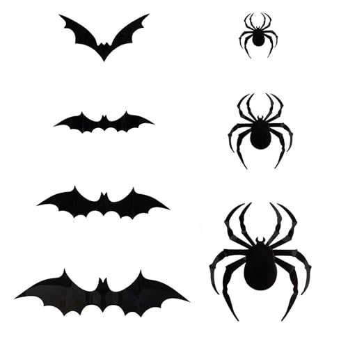 120PCS Halloween 3D Bat and Spider Wall Stickers - Realistic PVC Party Decorations