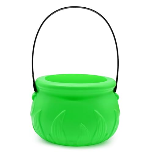 Plastic Green Cauldron Pot - 6 Inch Halloween St Patrick's Day Party Supplies