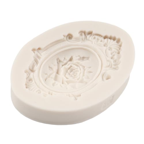Cameo Picture Frame Silicone Mold Rose Flower Fondant Cake Decorating - Style A