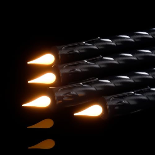 Wondise Halloween Black Flameless Taper Candles with Remote Timer - 2 Pack