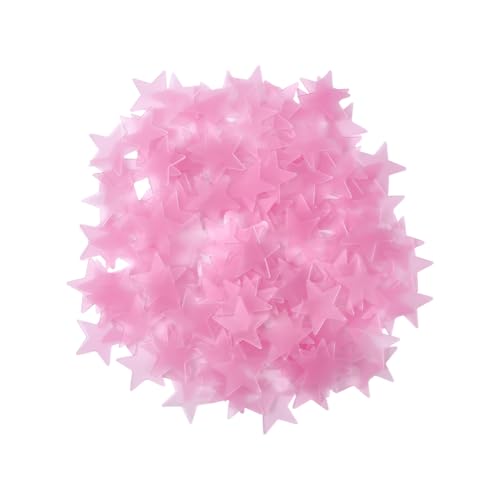 Pink Glow in The Dark Star Stickers - 200 Pieces Ceiling Wall Decals for Bedroom & Home Decor - DIY Starry Sky Murals