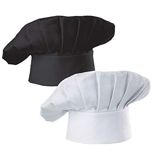 Adult Chef Hat Set of 2 Multicolor Adjustable Kitchen Caps - Flexible Fit
