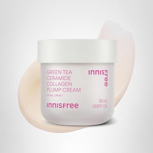 innisfree Green Tea Ceramide Collagen Plump Cream, Korean Face Moisturizer for a Youthful Glow
