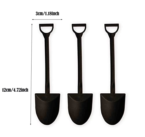 Mini Shovel Shape Disposable Plastic Dessert Spoons Black 60 Pack - Cute Party Utensils