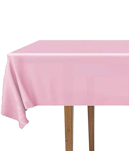 2 Pack Light Pink Plastic Rectangular Tablecloths 54x108 in - Disposable & Reusable