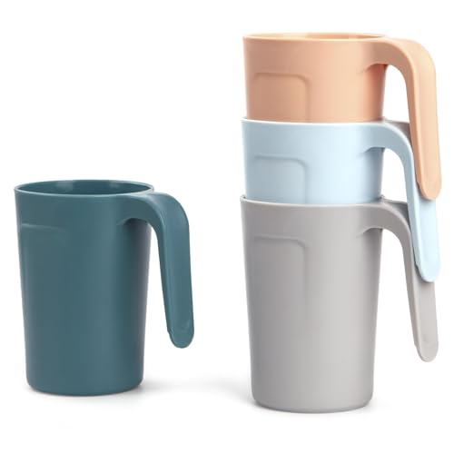 Reusable Plastic Coffee Cups Set of 4 - 12oz BPA-Free Unbreakable Mugs