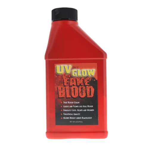UV Glow Fake Blood 16 Oz for Halloween - Flows Like Real Blood, UV Reactive