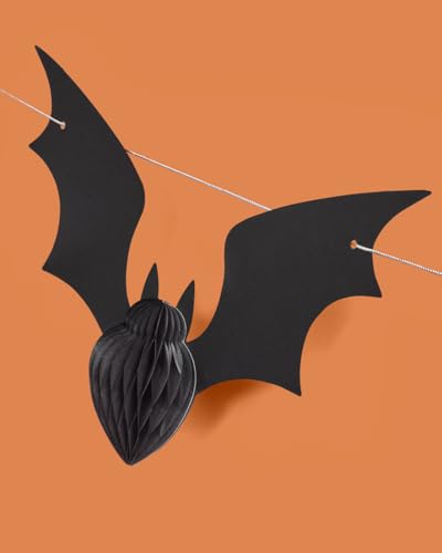 Halloween Spooky Banner with Iridescent Foil and Spider Bat Decorations - 5 Ft