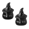 Halloween Crystal Obsidian Pumpkin Ghost Figurine Set - Black, 2 Pieces