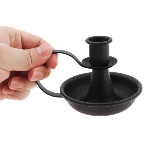 Black & Bronze Taper Candle Holders Set - 4 Pcs Iron Candlelight Stands with Handle for Home & Wedding Decor Variation of 4