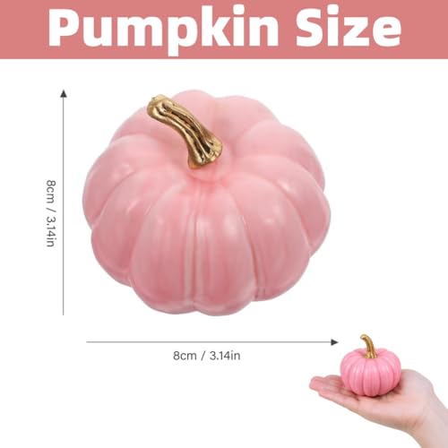 Pink Foam Pumpkins Set - 8 Small Fall Halloween Thanksgiving Decor