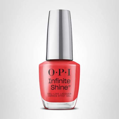 OPI Infinite Shine Cajun Shrimp | Opaque Bright Coral Red Crème Long Wear Gel Like Nail Polish | Vegan, Long Lasting, Streak Free