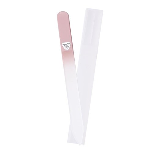 Bona Fide Beauty Czech Glass Nail File for Natural Nails (Raspberry) - Fine Grit (180/240) Etched Crystal Fingernail File with Clear Case. Ideal Gift for Women.