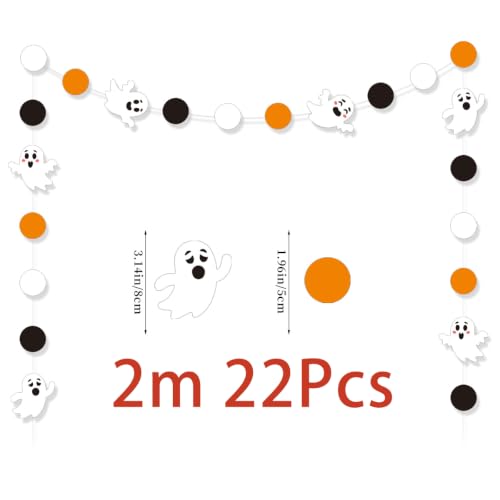 Halloween Paper Triangle Banner with Spider Cobweb Bats Skull Ghost Pumpkin - Style-10