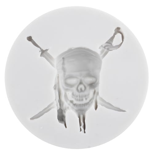 Pirate Skull & Sword Silicone Fondant Mold - Halloween Cake Decorating, Style D