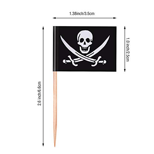 Pirate Cocktail Toothpick Flags Set - 100 Black Party Food Picks