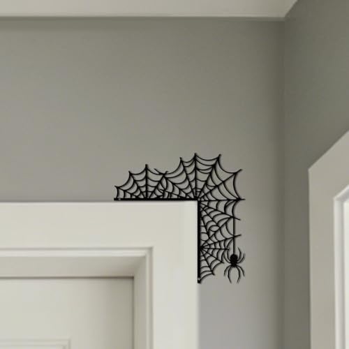 Spider Web Door Topper Sign Wall Art Decor - Weather-Resistant Metal
