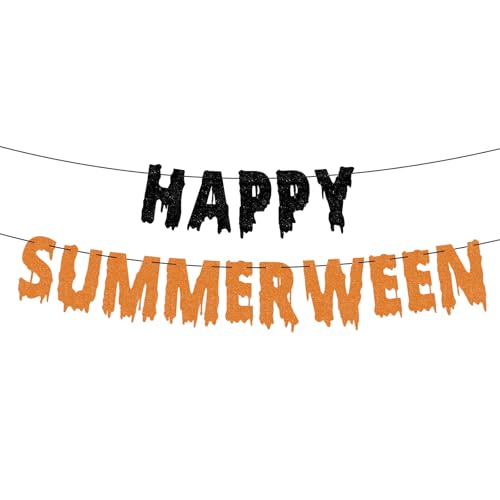 Pre-Strung Summerween Banner - Glitter Halloween & Summer Party Decorations