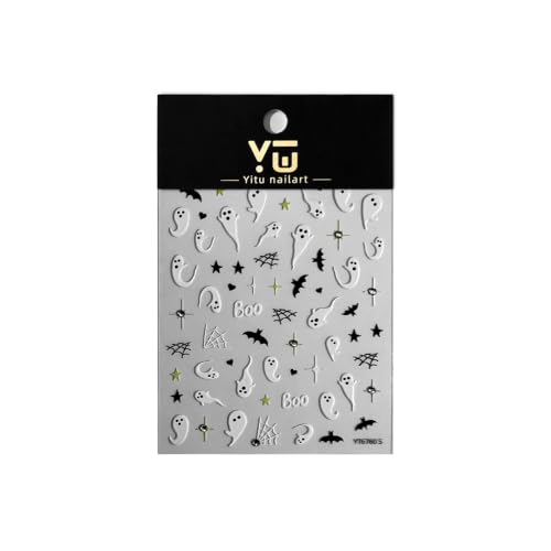 Halloween Ghost Nail Stickers Set - Diamonds Stars Ghost Variation