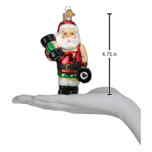 Christmas Ornament Bodybuilder Santa Glass Blown Holiday Decor